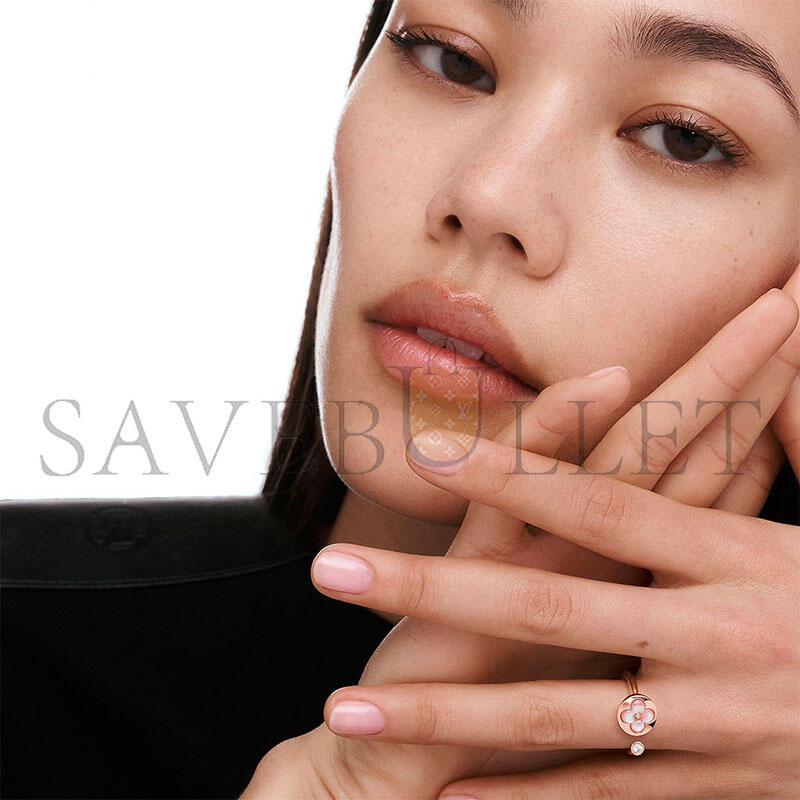 LOUIS VUITTON COLOR BLOSSOM MINI SUN RING, PINK GOLD, PINK MOTHER-OF-PEARL AND DIAMOND Q0S21E